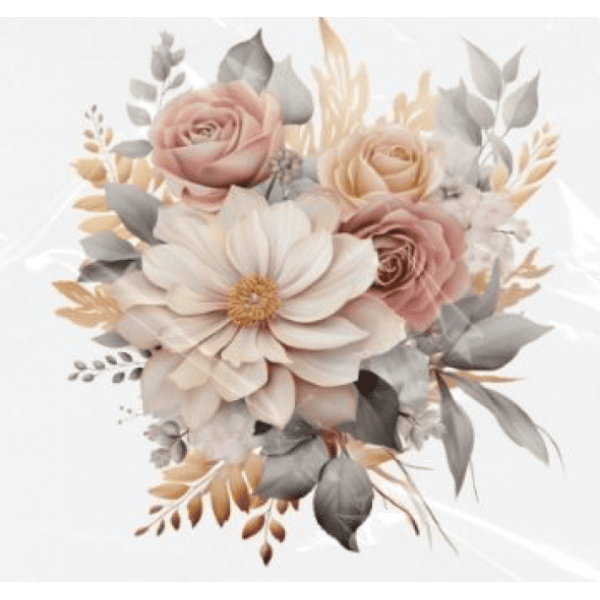 ESTAMPA FÁCIL - 9CM  X  9CM - FLORES NEUTRAS