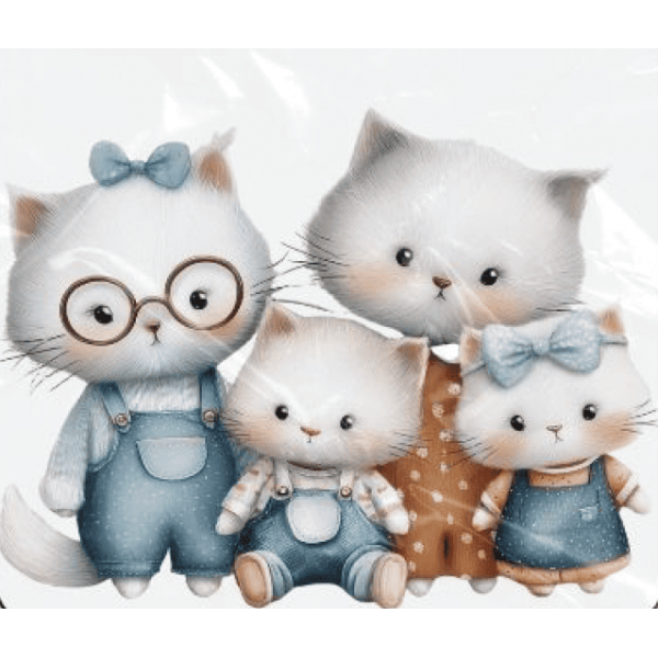 ESTAMPA FÁCIL - 9CM  X  9CM - FAMÍLIA GATINHOS