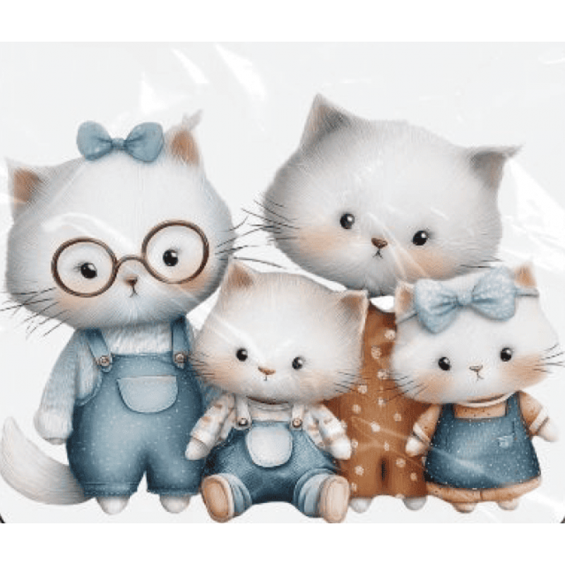 ESTAMPA FÁCIL - 9CM  X  9CM - FAMÍLIA GATINHOS