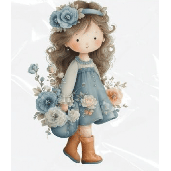 ESTAMPA FÁCIL - 9CM  X  9CM - MENINA AZUL