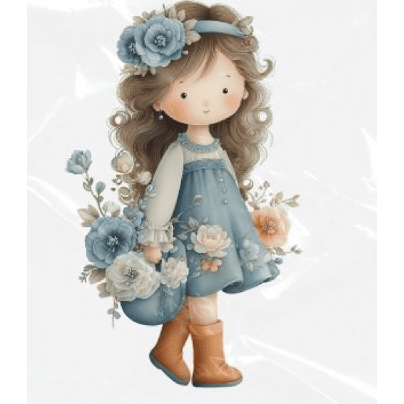 ESTAMPA FÁCIL - 9CM  X  9CM - MENINA AZUL