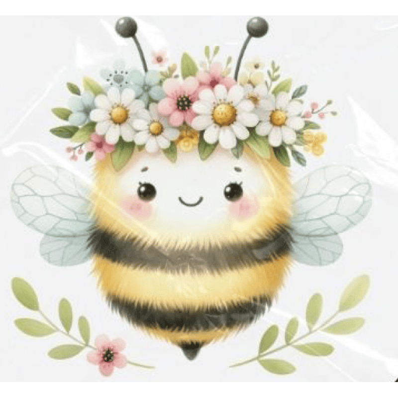 ESTAMPA FÁCIL - 9CM  X  9CM - ABELHINHA COM GUIRLANDA