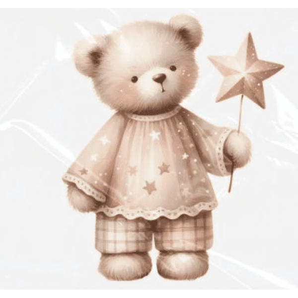 ESTAMPA FÁCIL - 9CM  X  9CM - URSINHA COM ESTRELA