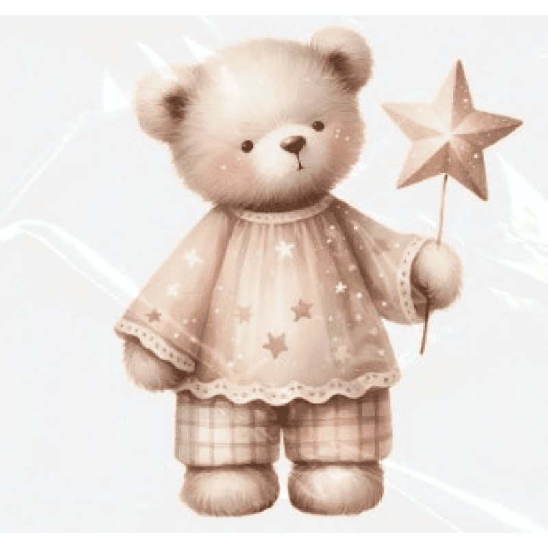 ESTAMPA FÁCIL - 9CM  X  9CM - URSINHA COM ESTRELA