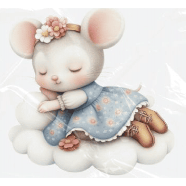 ESTAMPA FÁCIL - 9CM  X  9CM - RATINHA DORMINDO