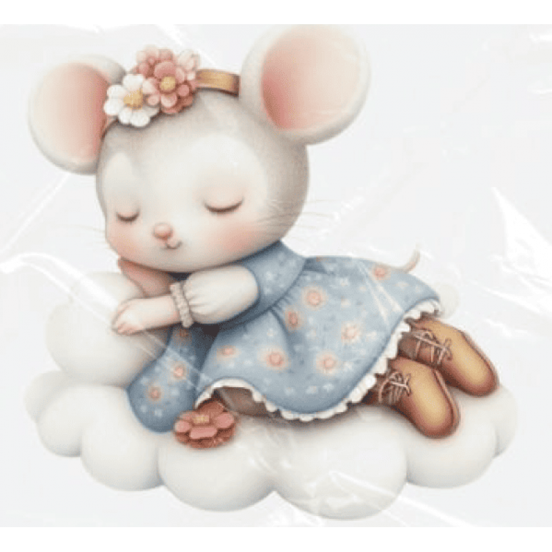 ESTAMPA FÁCIL - 9CM  X  9CM - RATINHA DORMINDO