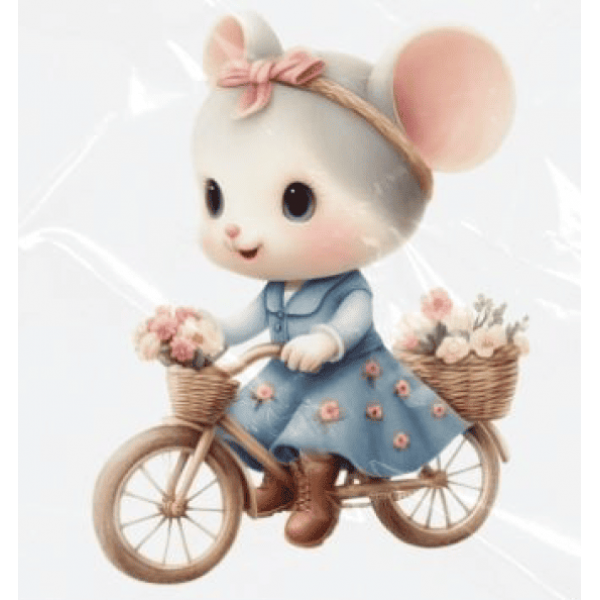 ESTAMPA FÁCIL - 9CM  X  9CM - RATINHA DE BICICLETA