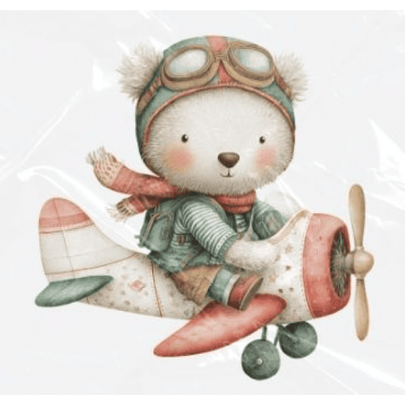 ESTAMPA FÁCIL - 9CM  X  9CM - URSINHO AVIADOR 1