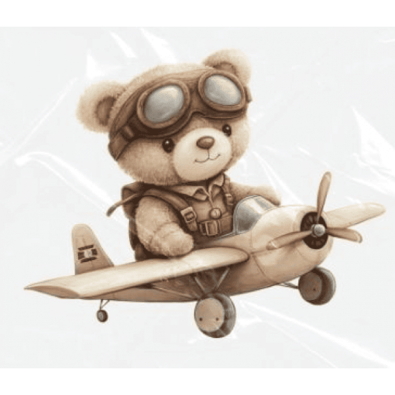 ESTAMPA FÁCIL - 9CM  X  9CM - URSINHO AVIADOR 2