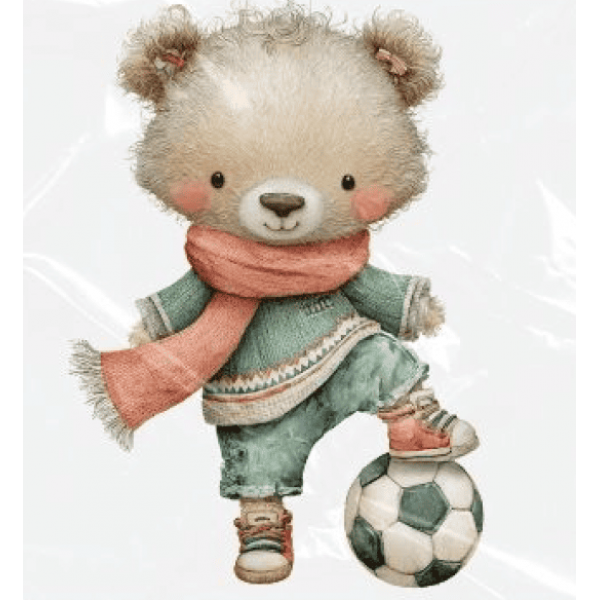 ESTAMPA FÁCIL - 9CM  X  9CM - URSINHO E BALÕES COLORIDOS