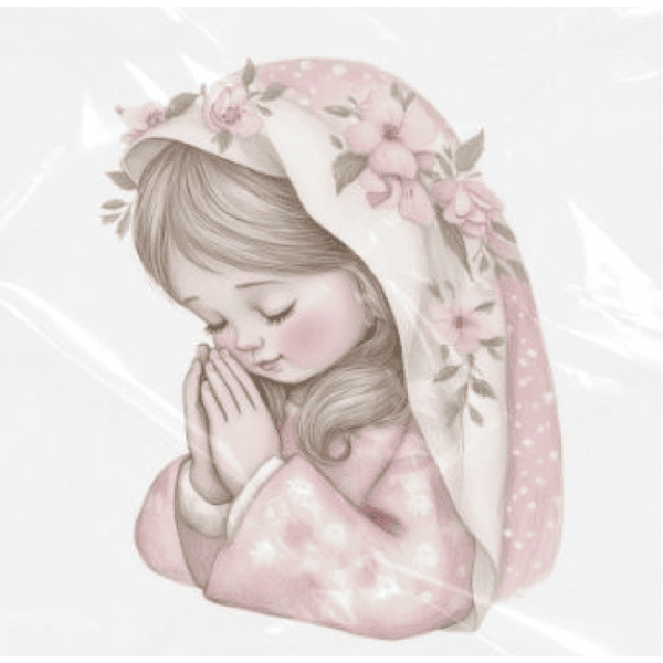 ESTAMPA FÁCIL - 9CM  X  9CM - REZANDO ROSA