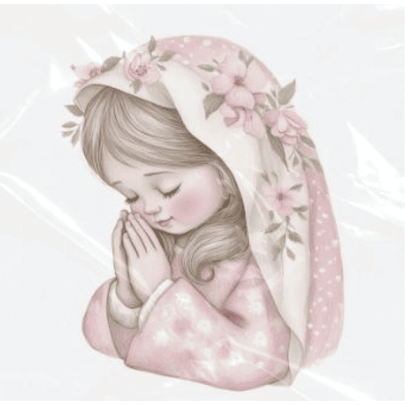 ESTAMPA FÁCIL - 9CM  X  9CM - REZANDO ROSA