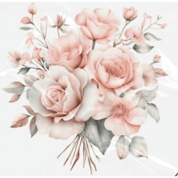 ESTAMPA FÁCIL - 9CM  X  9CM - BOUQUET FLORES PASTEL