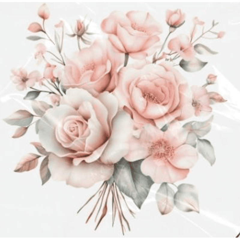 ESTAMPA FÁCIL - 9CM  X  9CM - BOUQUET FLORES PASTEL