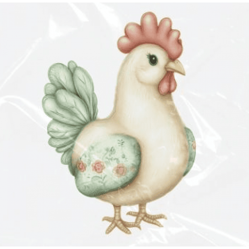 ESTAMPA FÁCIL - 9CM  X  9CM - GALINHA VERDE