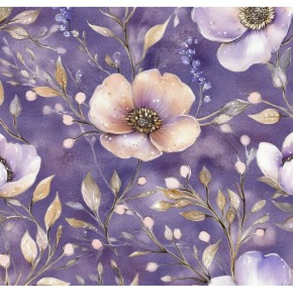 JA26 - TRICOL. LW FLORES VIOLETA - 100% ALGODÃO - 03221/001D