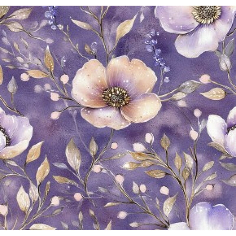 JA26 - TRICOL. LW FLORES VIOLETA - 100% ALGODÃO - 03221/001D