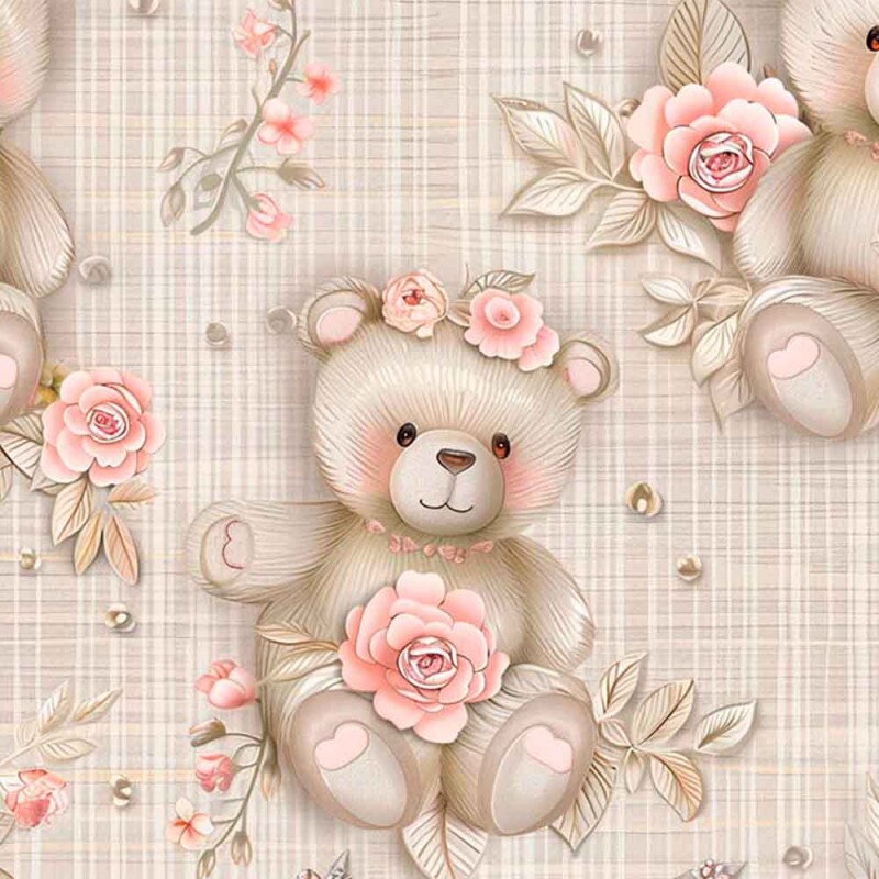 TRIC. EST. CUTE BEARS LINEN NURSERY -  100% ALGODÃO - 92552-001