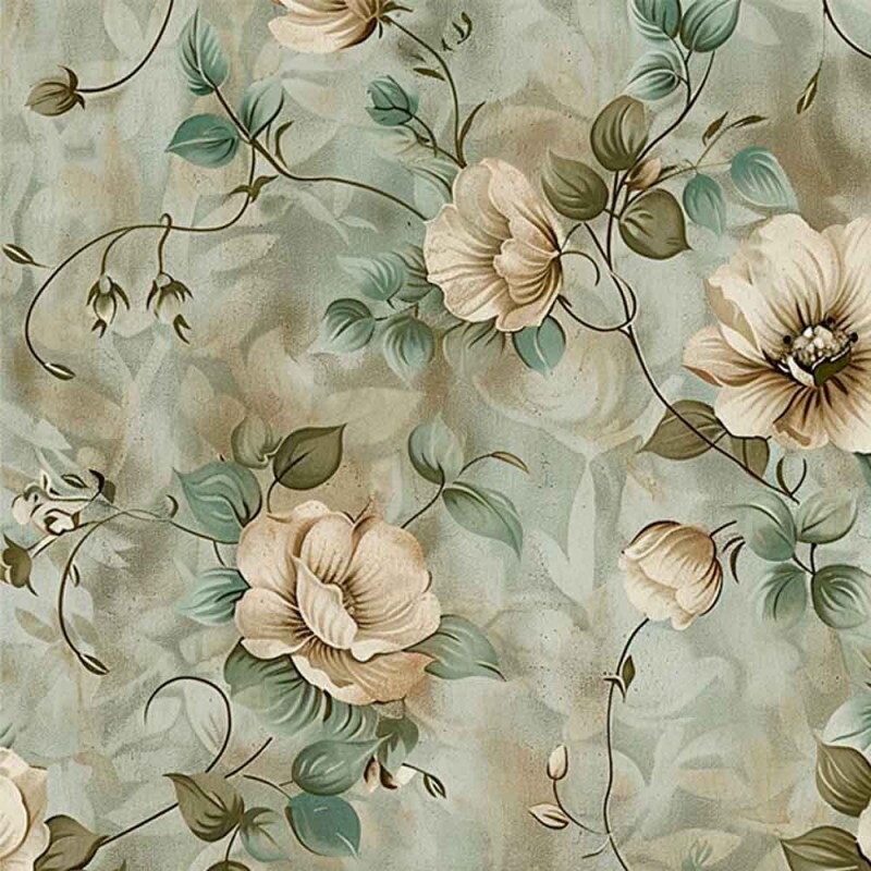 TRIC. EST. FLORAL VERDE RAÍZES -  100% ALGODÃO - 92530-001