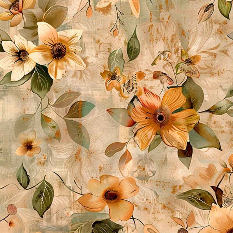 TRIC. EST. FLORAL TAUPE RAÍZES - 100% ALGODÃO -  92532-001