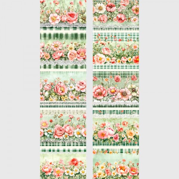 MI25 - TRICOL. DIGITAL 100% ALGODAO COLEÇÃO BARRADOS - FLORES VERDE - 95172/001D