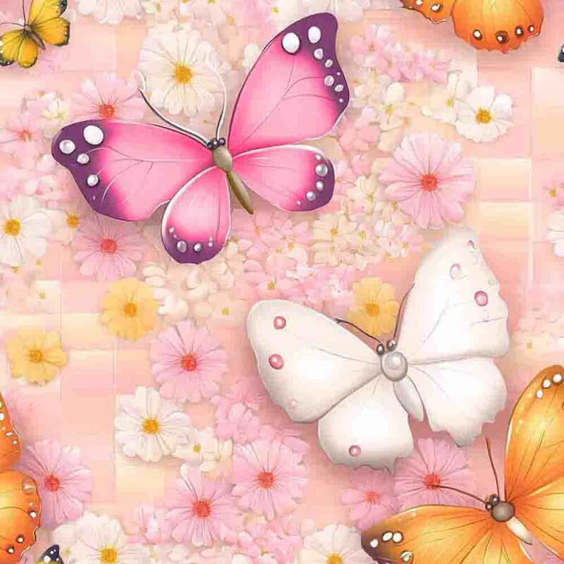 JN25 - TRICOL. DIGITAL 100% ALGODAO -  COLEÇÃO SUNNY DAYS - SUNNY BUTTERFLIES