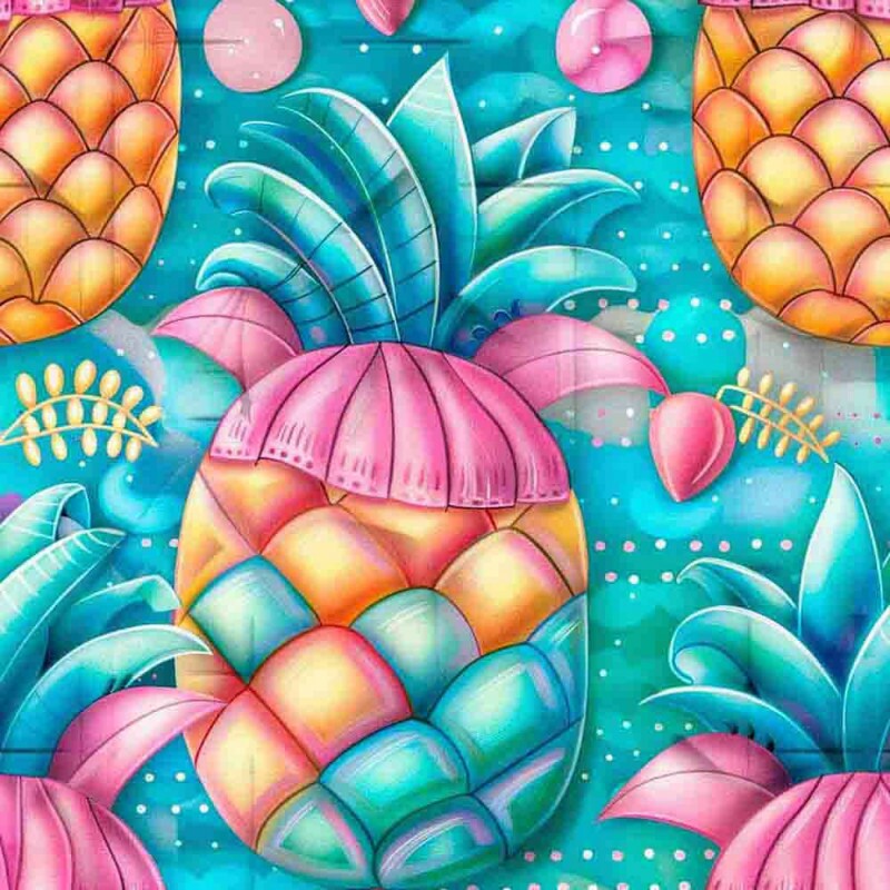 JN25 - TRICOL. DIGITAL 100% ALGODAO -  COLEÇÃO FRUTAS - TROPI ABACAXI