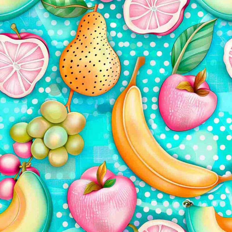 JN25 - TRICOL. DIGITAL 100% ALGODAO -  COLEÇÃO FRUTAS - TROPI SALADA DE FRUTAS