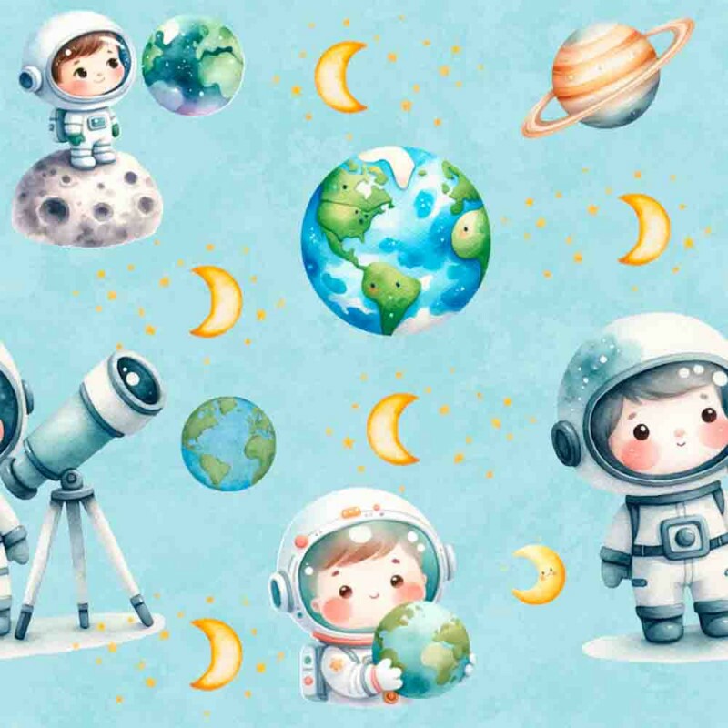 MG25 -TRICOL. ASTRONAUTAS E PLANETAS - 100% ALGODÃO - 96919/001D