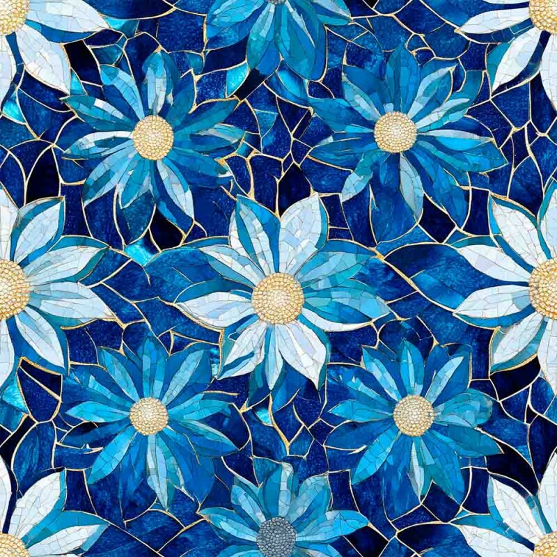 ST25 - TRICOL. MOSAICO FLOR AZUL 100% ALGODÃO DIGITAL - 97996/001D