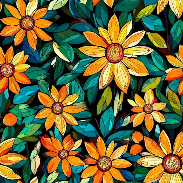 ST25 - TRICOL. MOSAICO FLOR AMARELA 100% ALGODÃO DIGITAL - 98000/001D