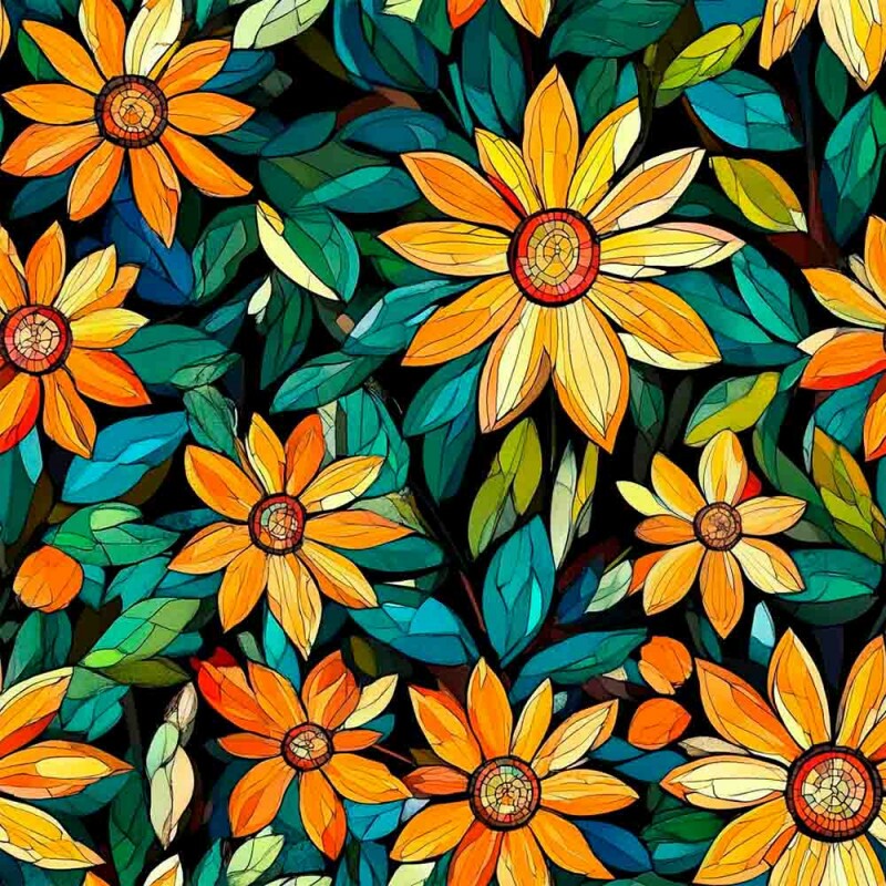 ST25 - TRICOL. MOSAICO FLOR AMARELA 100% ALGODÃO DIGITAL - 98000/001D