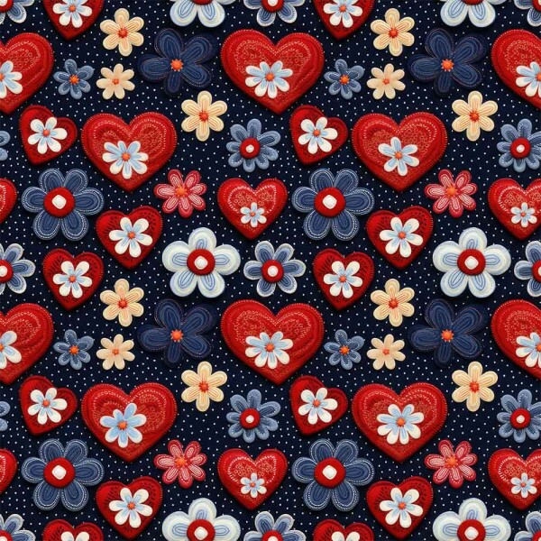 TRICOL. CORAÇÕES BORDADOS 3 - 100% ALGODÃO DIGITAL - 84248-001