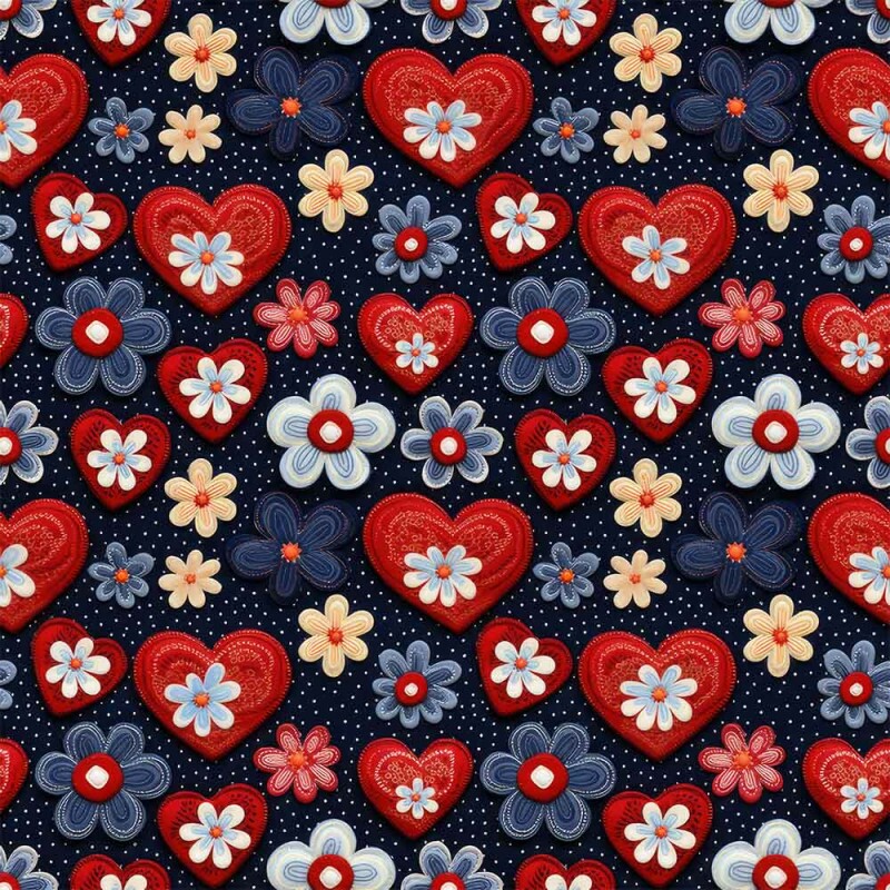 TRICOL. CORAÇÕES BORDADOS 3 - 100% ALGODÃO DIGITAL - 84248-001