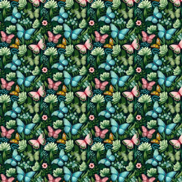 TRICOL. BORBOLETAS NO JARDIM 01 - 100% ALGODAO DIGITAL