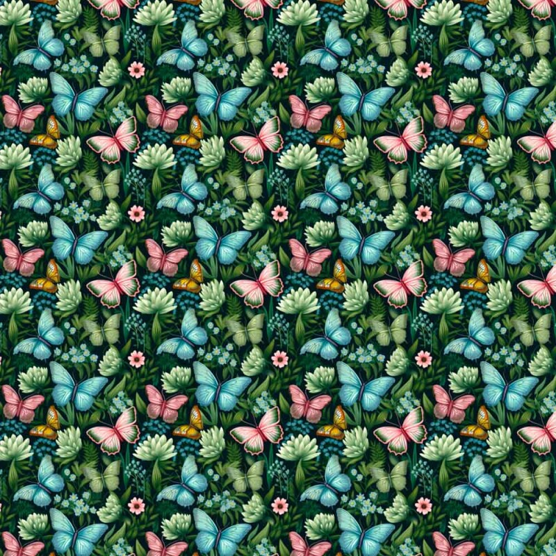 TRICOL. BORBOLETAS NO JARDIM 01 - 100% ALGODAO DIGITAL