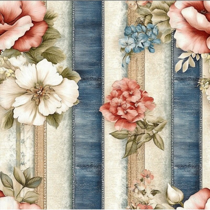 ST25 - TRICOL. VC FLORES LISTRADAS - 100%ALGODÃO 00389/001D