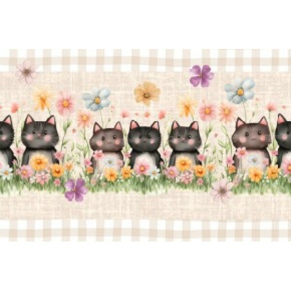 ST25 - TRICOL. BARRADO GATINHO E FLORES - 100%ALGODÃO 00911/001D