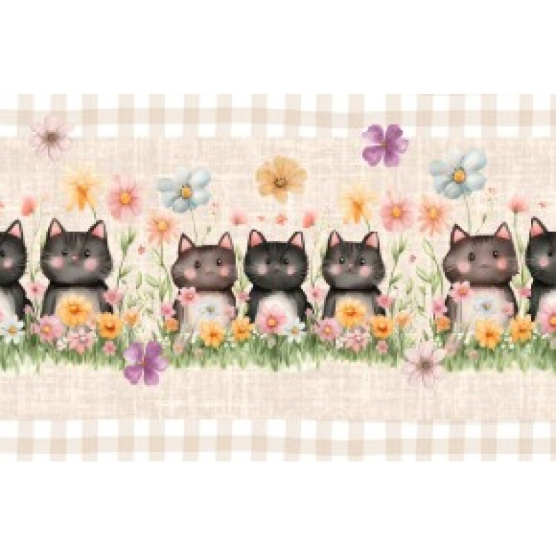 ST25 - TRICOL. BARRADO GATINHO E FLORES - 100%ALGODÃO 00911/001D