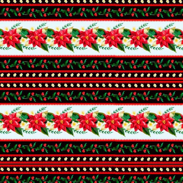 TRICOL. FAIXA FLORAL NATALINA - 100% ALGODÃO DIGITAL