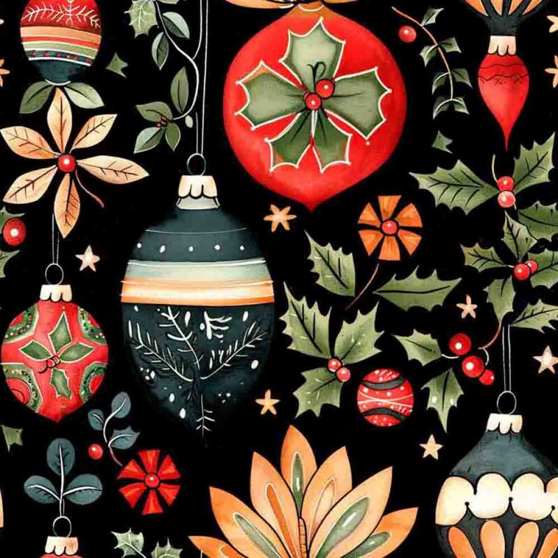 TRICOL. 100% ALGODÃO DIGITAL - NATAL COUNTRY  ORNAMENTS
