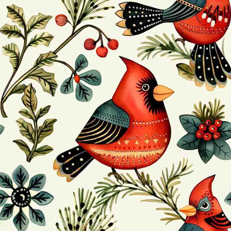 TRICOL. 100% ALGODÃO DIGITAL - NATAL COUNTRY  CARDINAL