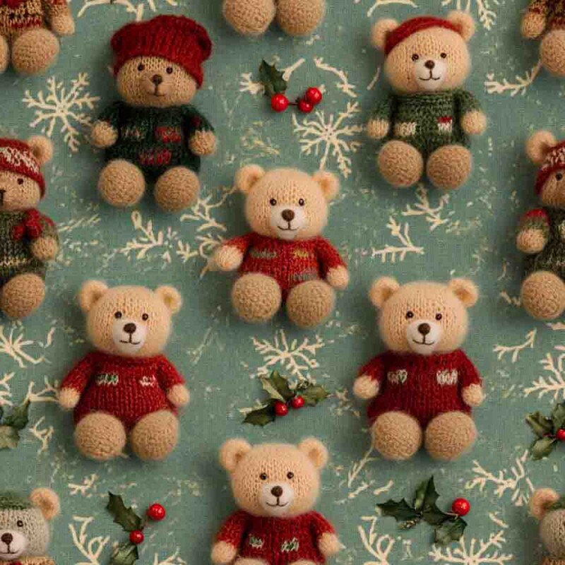 TRICOL. 100% ALGODÃO DIGITAL - NATAL  MINI URSINHOS