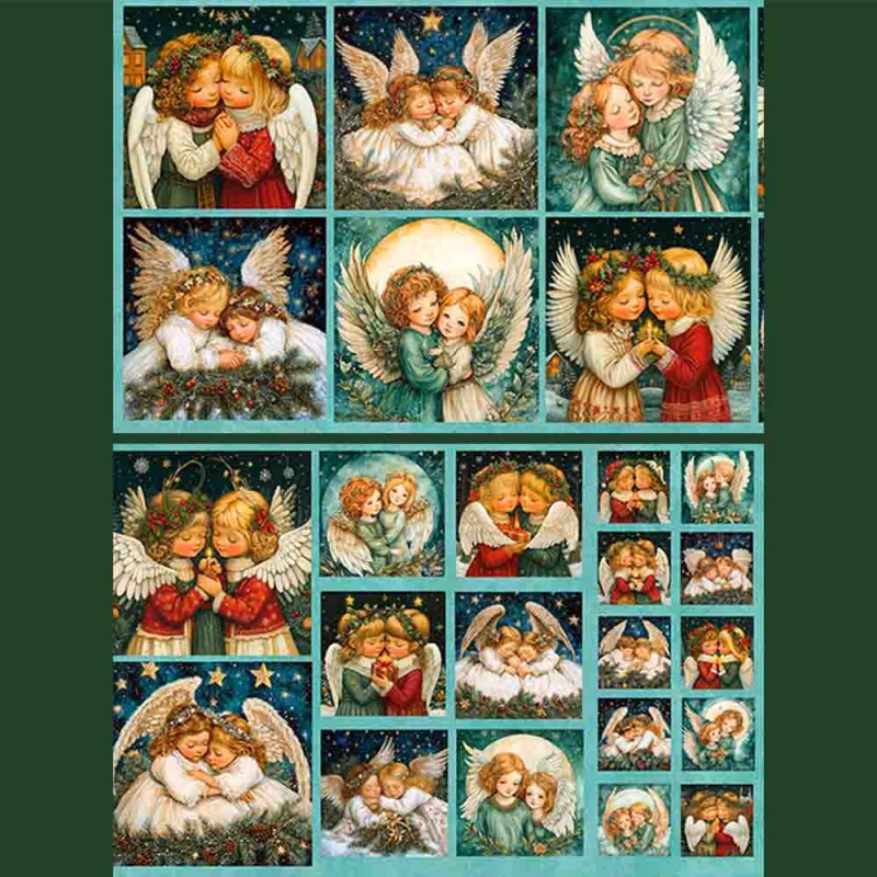 TRICOL. 100% ALGODÃO DIGITAL - NATAL  PAINEL ANJOS VINTAGE