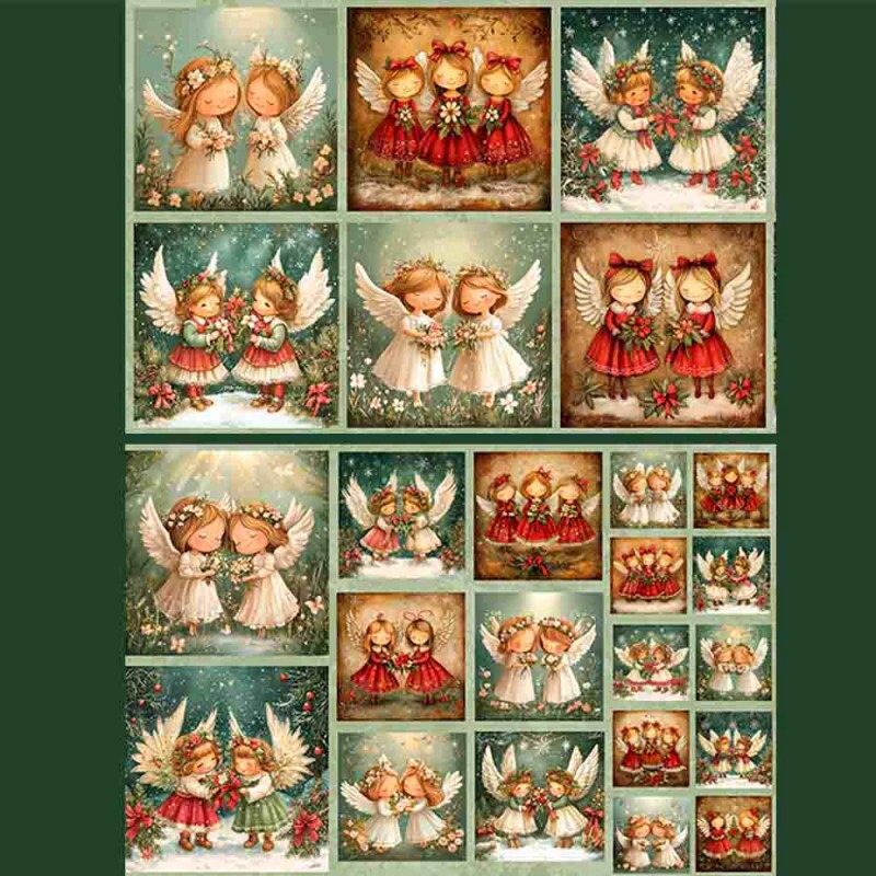 TRICOL. 100% ALGODÃO DIGITAL - NATAL  PAINEL ANJOS E SOMBRAS