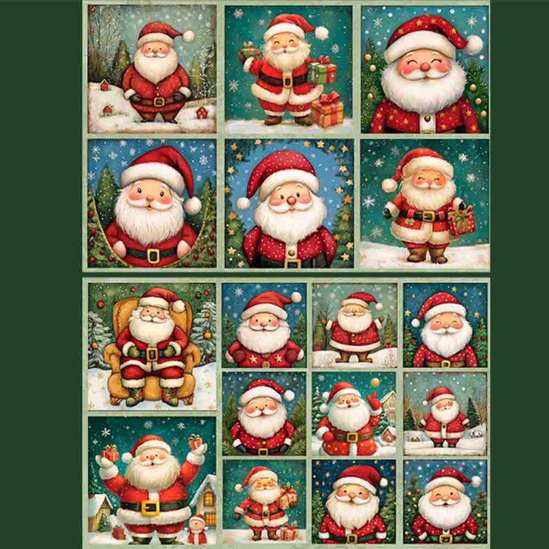 TRICOL. 100% ALGODÃO DIGITAL - NATAL  PAINEL PAPAI NOEL VERDE