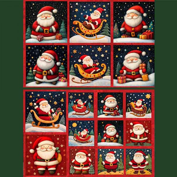 TRICOL. 100% ALGODÃO DIGITAL - NATAL  PAINEL PAPAI NOEL VERMELHO