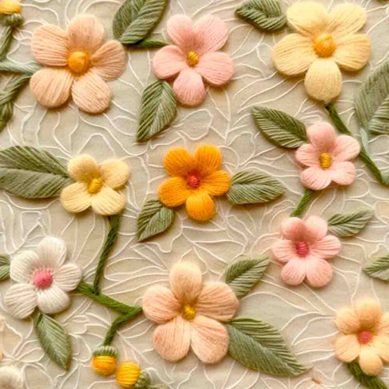 TRICOL. NATUREZA FLORAL CREME - 100% ALGODÃO - 85722/002D