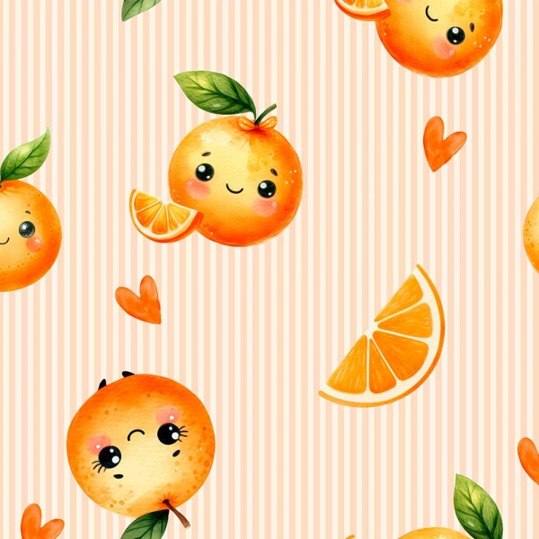 TRICOL. FRUTINHAS LARANJA - 100% ALGODÃO DIGITAL
