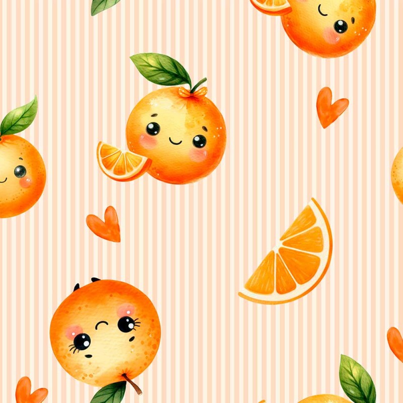 TRICOL. FRUTINHAS LARANJA - 100% ALGODÃO DIGITAL